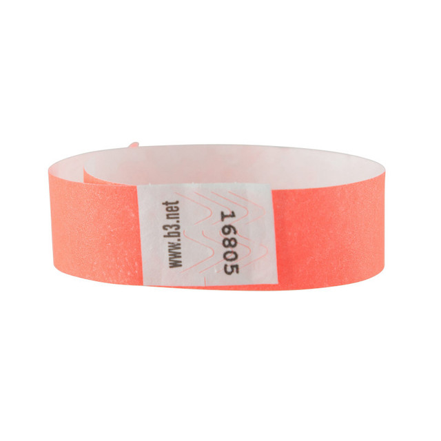 BAUMGARTENS INC SICURIX Sequentially Numbered Security Wristbands, 3/4", Orange, Pack of 100