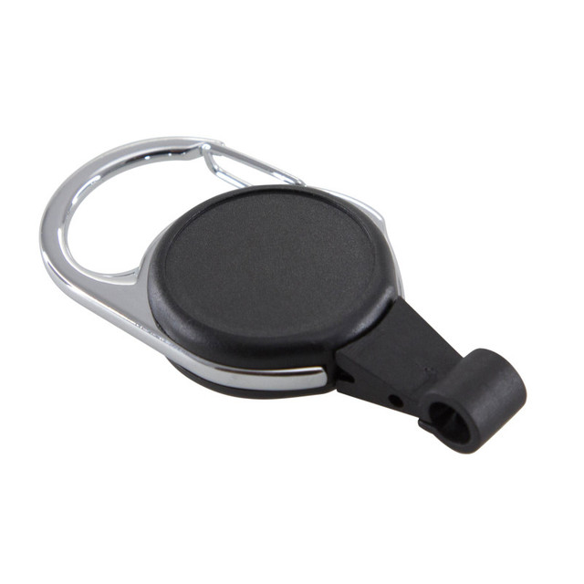 BAUMGARTENS INC SICURIX No-Twist Carabiner ID Card Reel with Slot Hook, Black