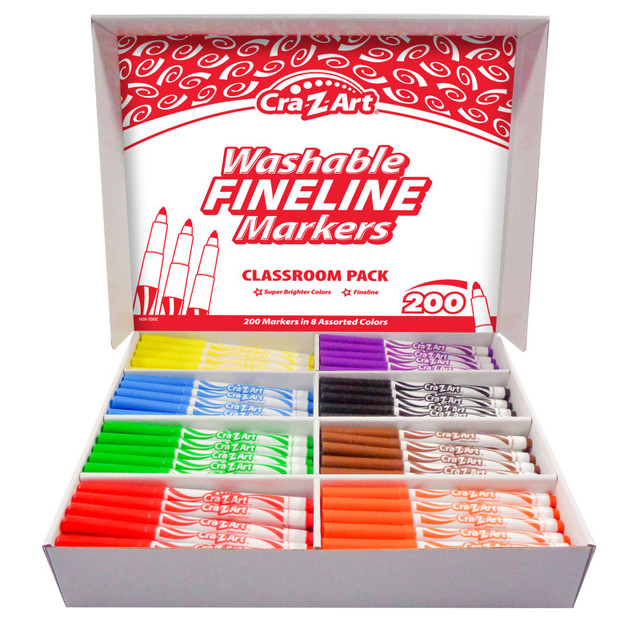 LAROSE INDUSTRIES LLC - CRA-Z-ART Cra-Z-Art® Washable Markers Classroom Pack, Fine Point, 8 Color, Pack of 200