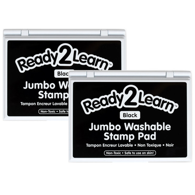 LEARNING ADVANTAGE READY 2 LEARN™ Jumbo Washable Stamp Pad - Black - 6.2"L x 4.1"W - Pack of 2