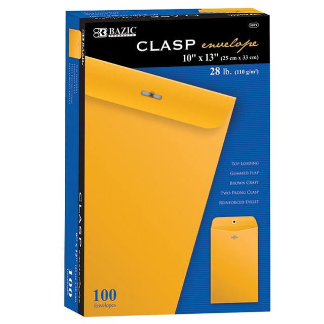 BAZIC PRODUCTS BAZIC Products® Clasp Envelope, 10" x 13", Box of 100