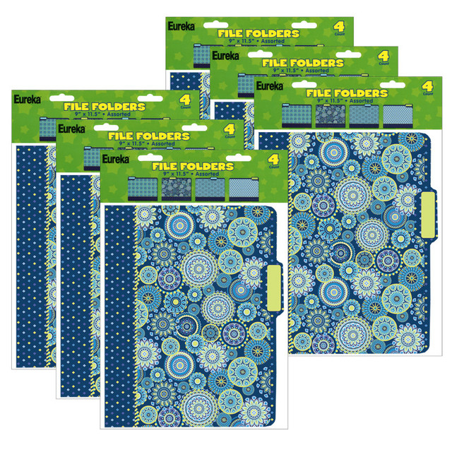 EUREKA Eureka® Blue Harmony File Folders, 4 Per Pack, 6 Packs