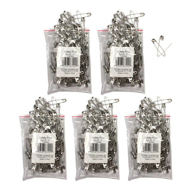 ADVANTUS Charles Leonard Safety Pins 2", 144 Per Pack, 5 Packs