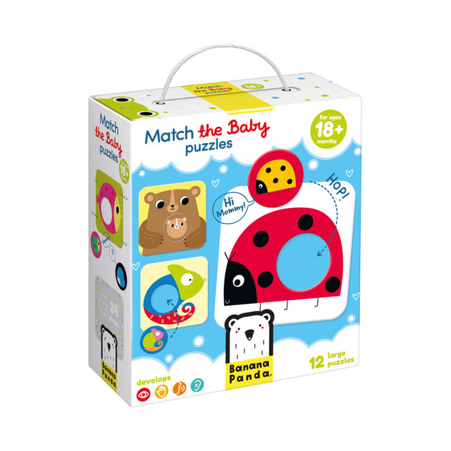BANANA PANDA Banana Panda Match The Baby Puzzles, 12 Puzzles, 18+ Months BANANA PANDA Banana Panda Match The Baby Puzzles, 12 Puzzles, 18+ Months