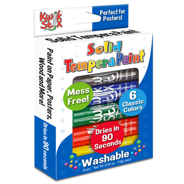THE PENCIL GRIP Kwik Stix™ Solid Tempera Paint Stick, 6 Primary Colors