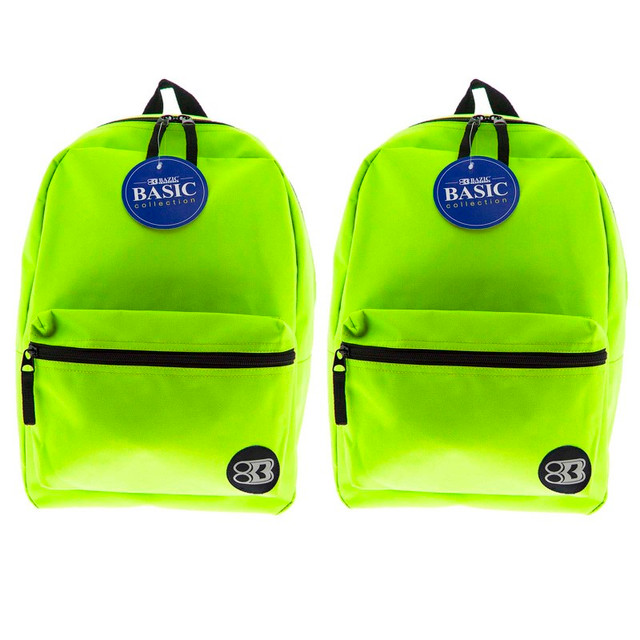 BAZIC PRODUCTS BAZIC Products® Basic Backpack, 16", Lime Green, Pack of 2