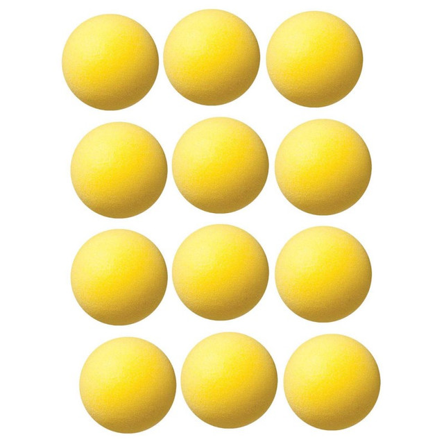CHAMPION SPORTS Champion Sports Uncoated Regular Density Foam Ball, 4", Yellow, Pack of 12