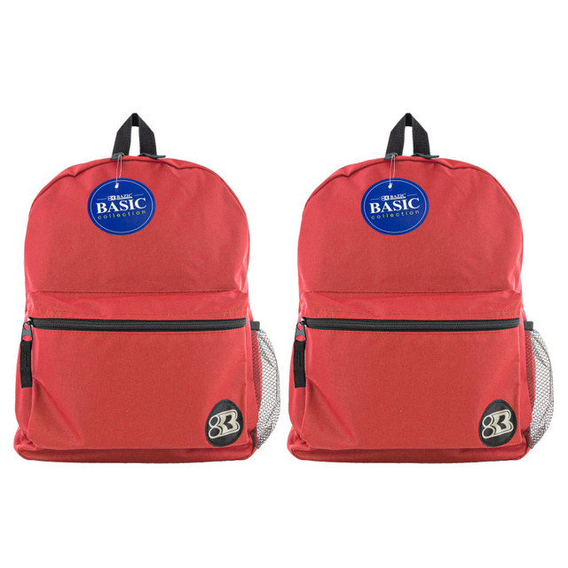 BAZIC PRODUCTS BAZIC Products® Basic Backpack, 16", Red, Pack of 2