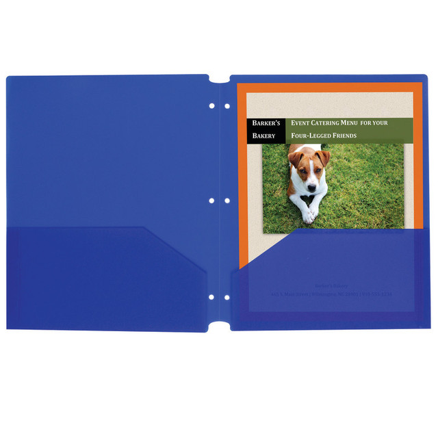 C-LINE PRODUCTS INC C-Line® Two-Pocket Poly Portfolios with Three-Hole Punch, Blue, Box of 25