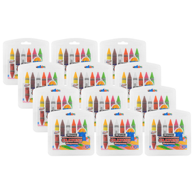 BAZIC PRODUCTS BAZIC Products® Double-Ended Premium Super Jumbo Crayons, 12 Colors, 6 Per Pack, 12 Packs