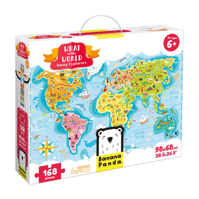 BANANA PANDA Banana Panda What in the World Young Explorers Jumbo Floor Puzzle, 168 Pieces, Age 6+