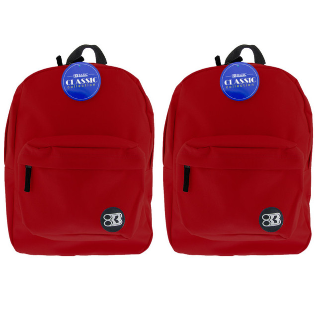 BAZIC PRODUCTS BAZIC Products® Classic Backpack 17" Burgundy, Pack of 2