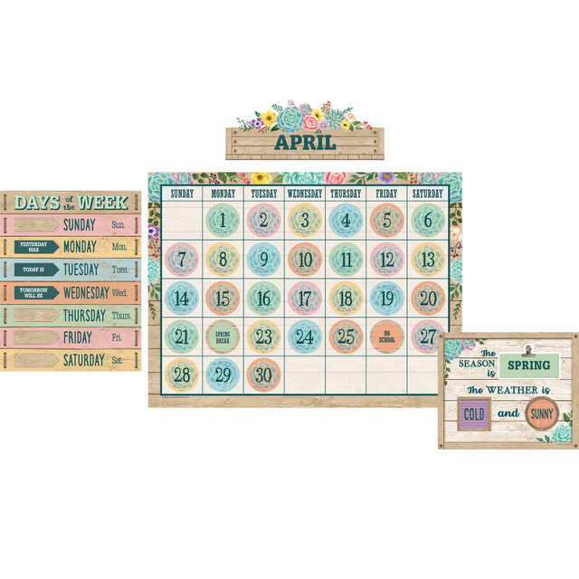 TEACHER CREATED RESOURCES Teacher Created Resources® Rustic Bloom Calendar Bulletin Board Set
