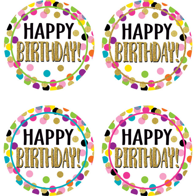 TEACHER CREATED RESOURCES Teacher Created Resources® Confetti Happy Birthday Wear ’Em Badges, Pack of 32