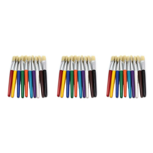 ADVANTUS Charles Leonard Creative Arts Stubby Flat Brushes, Assorted Colors, 10 Per Pack, 3 Packs