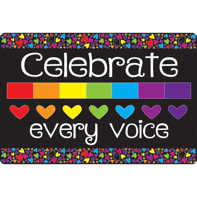 ASHLEY PRODUCTIONS Smart Poly® Welcome Mat with Slip Resistant Backing, 15.5" x 23.5", Celebrate Every Voice Mini Hearts