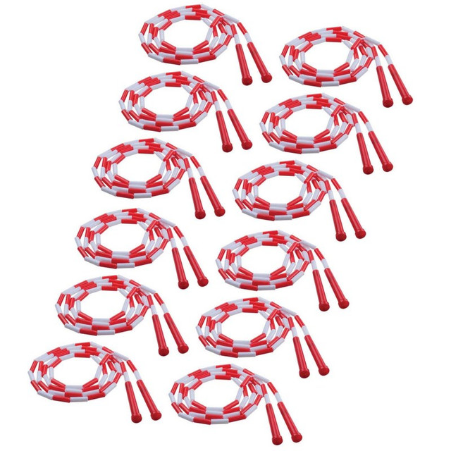 CHAMPION SPORTS Champion Sports Plastic Segmented Jump Rope 7', Red & White, Pack of 12