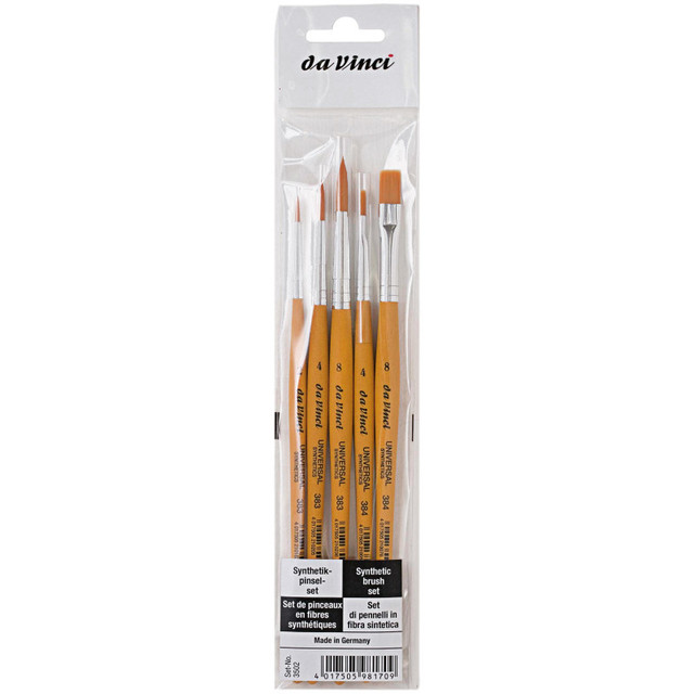 GREGORY DANIELS FINE ARTS INC da Vinci UNIVERSAL School Brushes, Synthetic, All Paint Types, Assorted, 5 Brush Set