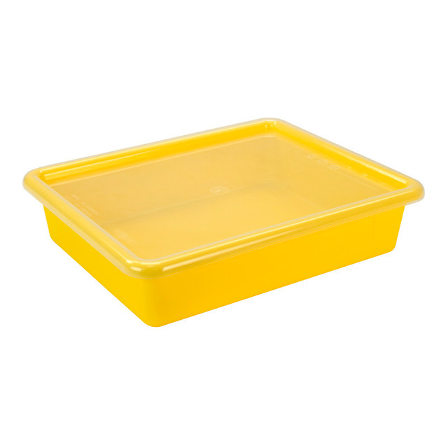 STOREX INDUSTRIES Storex Flat Storage Tray with Lid, Yellow