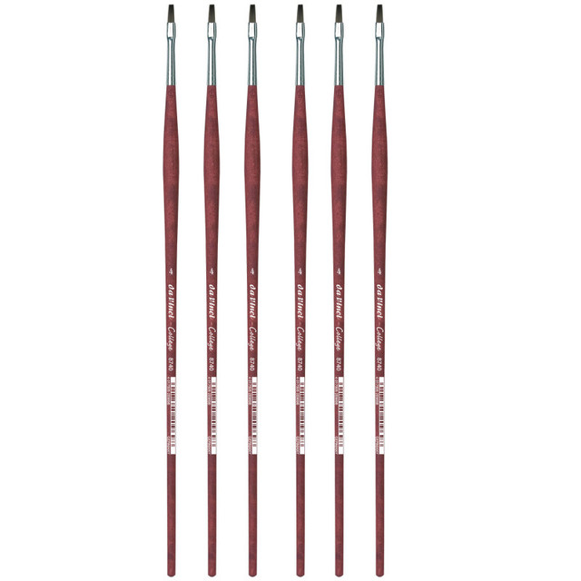 GREGORY DANIELS FINE ARTS INC da Vinci COLLEGE Student Brush, Synthetic, Acrylic & Oil, Flat, Series 8740, Size 4, Pack of 6