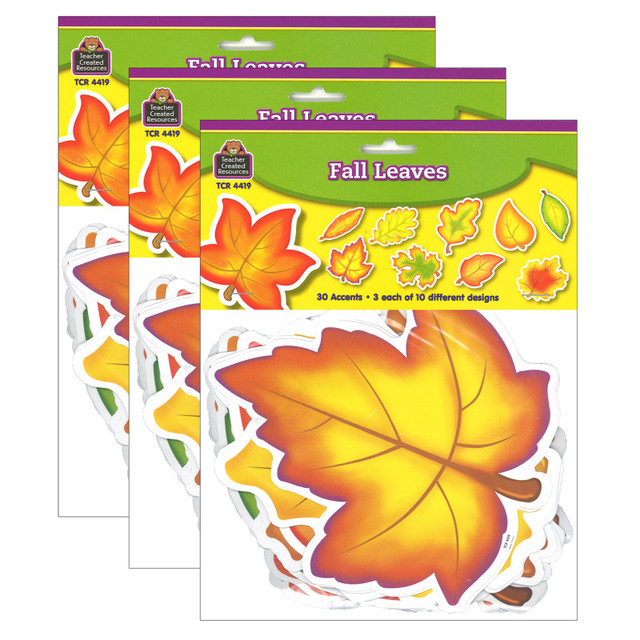 TEACHER CREATED RESOURCES Teacher Created Resources® Fall Leaves Accents, 30 Per Pack, 3 Packs