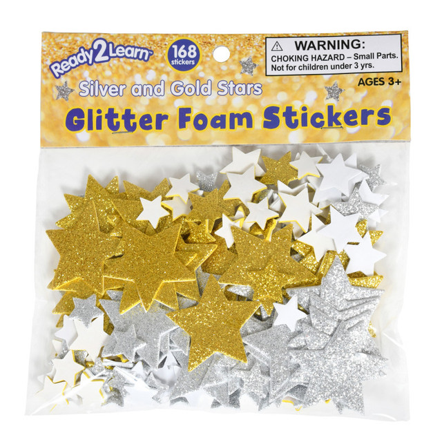 LEARNING ADVANTAGE READY 2 LEARN™ Glitter Foam Stickers - Stars - Silver and Gold