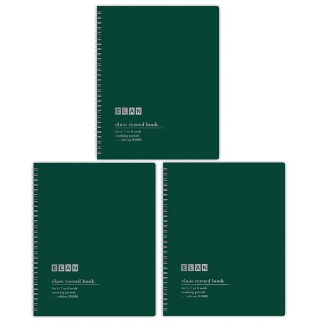 ELAN PUBLISHING ELAN Publishing Class Record Book, Grades for 6-8 Weeks, 36 Student Names, Large Blocks, Pack of 3