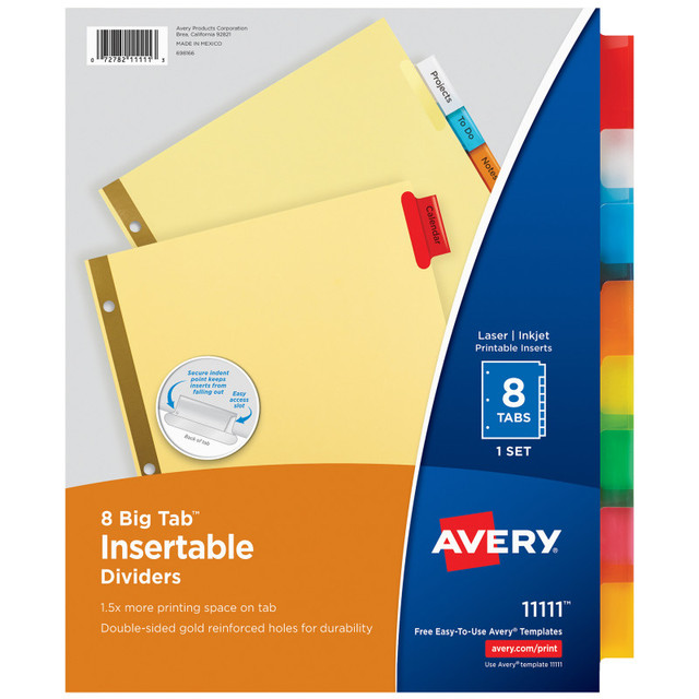 AVERY PRODUCTS CORP Avery® Big Tab™ Insertable Dividers, Buff Paper, 8-Tab Set, Multicolor