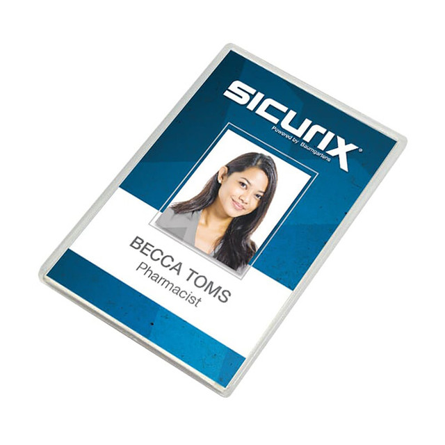 BAUMGARTENS INC SICURIX Badge Dispensers, Vertical, Translucent, Pack of 25