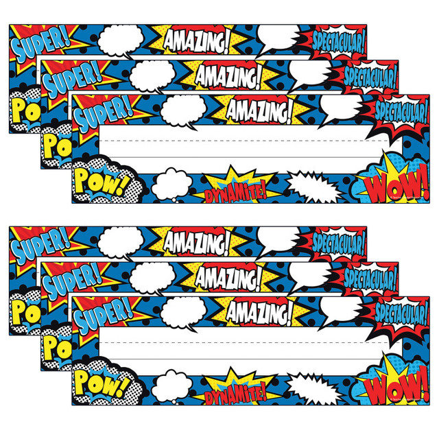 TEACHER CREATED RESOURCES Teacher Created Resources® Superhero Flat Name Plates, 36 Per Pack, 6 Packs
