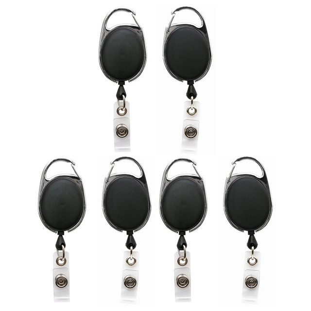 BAUMGARTENS INC SICURIX Quick Clip Oval ID Badge Reel, Black, Pack of 6
