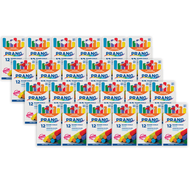 DIXON TICONDEROGA CO Prang® Hygieia® Dustless Board Chalk, 3-1/4" x 3/8", Assorted, 12 Per Box, 24 Boxes