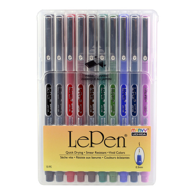 UCHIDA OF AMERICA, CORP Marvy Uchida® LePen® Micro-Fine Point Pen, Dark, 10 Colors