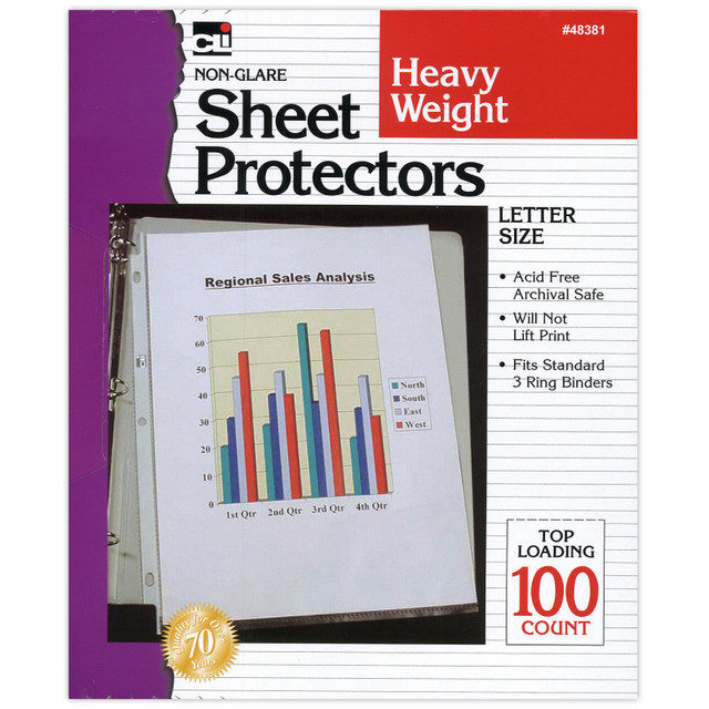 ADVANTUS Charles Leonard Heavy Weight Non Glare Sheet Protectors, Box of 100