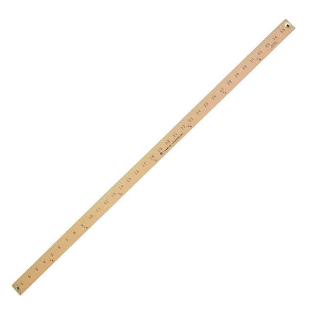 ADVANTUS Charles Leonard Metal Edged Yardstick Ruler, Inches and 1/8 Yard Measurements, Natural Wood, 36 Inches