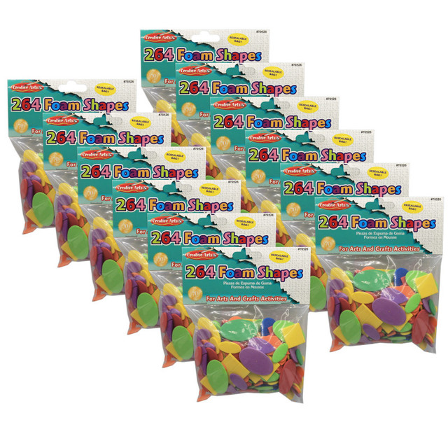 ADVANTUS Charles Leonard Assorted Foam Shapes, 264 Per Pack, 12 Packs