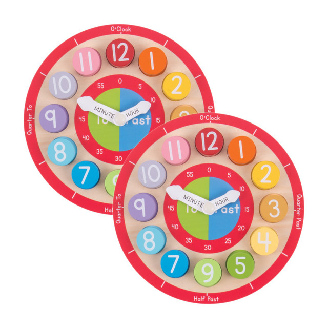 BIGJIGS TOYS Bigjigs® Toys Teaching Clock, Pack of 2 BIGJIGS TOYS Bigjigs® Toys Teaching Clock, Pack of 2