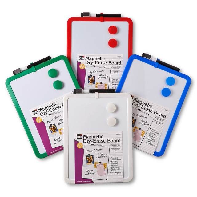 ADVANTUS Charles Leonard Magnetic Dry Erase Boards, 8.5" x 11" White Surface, Assorted Frames, Pack of 4