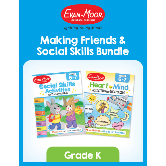 CARSON DELLOSA EDUCATION Evan-Moor Educational Publishers Making Friends & Social Skills Bundle, Grade K