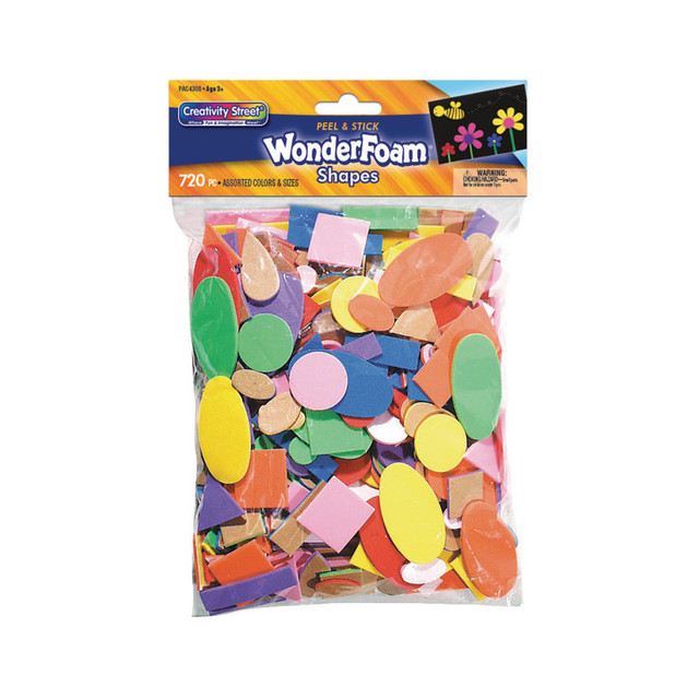 DIXON TICONDEROGA CO Creativity Street® WonderFoam® Peel & Stick Shapes, Assorted Shapes, Colors & Sizes, 720 Pieces