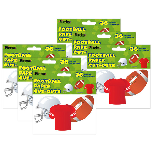 EUREKA Eureka® Football Assorted Cut Outs, 36 Per Pack, 6 Packs