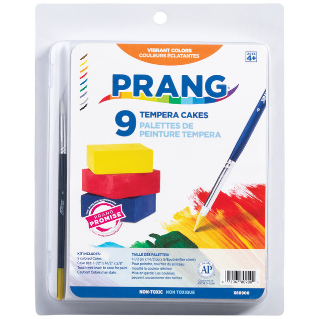 DIXON TICONDEROGA CO Prang® Gallery™ Tempera Cake Set, 9 Colors with Brush