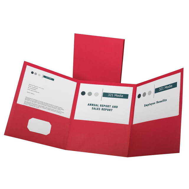 TOPS PRODUCTS Oxford® Paper Tri Fold Pocket Folder, Red, Pack of 20