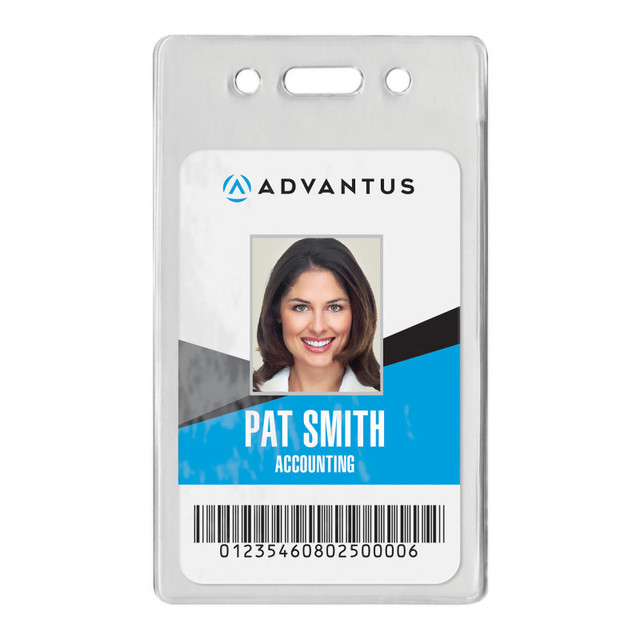 ADVANTUS Advantus® Proximity Badge Holders, Vertical, Clear, Pack of 50