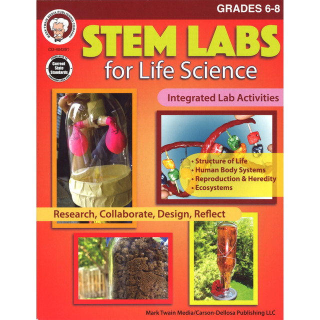 CARSON DELLOSA EDUCATION Mark Twain Media STEM Labs for Life Science Resource Book, Grade 6-8, Paperback