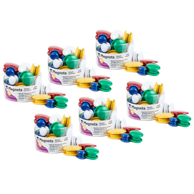 ADVANTUS Charles Leonard Assorted Round Magnets, 30 Per Pack, 6 Packs