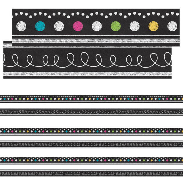 TEACHER CREATED RESOURCES Teacher Created Resources® Chalkboard Brights Double-Sided Ribbon Runner, 1.5" W, 45 Feet Per Pack, 3 Packs