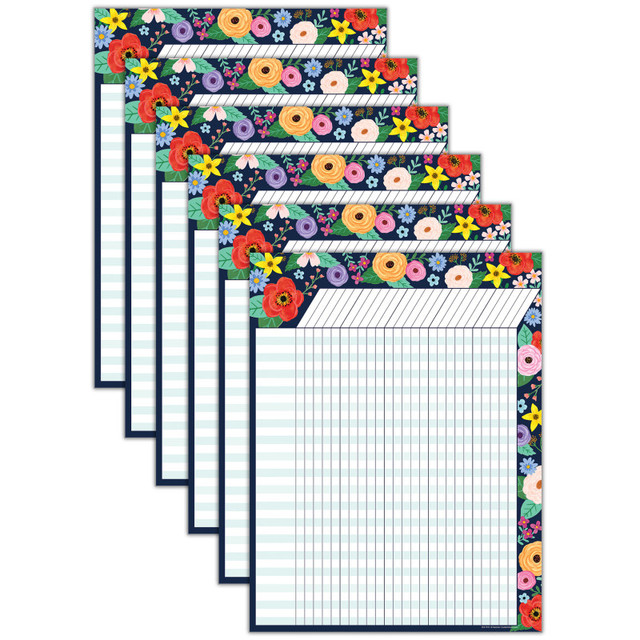 TEACHER CREATED RESOURCES Teacher Created Resources® Wildflowers Incentive Chart, 17" x 22", Pack of 6