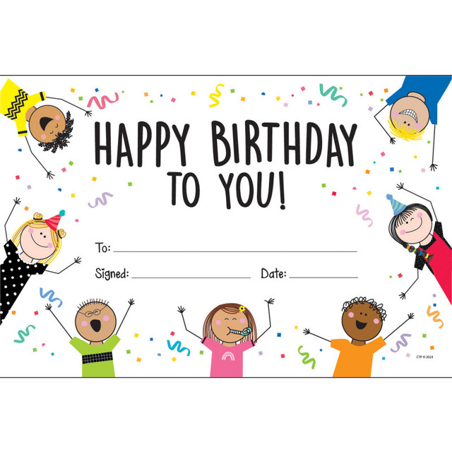 CREATIVE TEACHING PRESS Creative Teaching Press® Stick Kids Happy Birthday Awards, Pack of 30