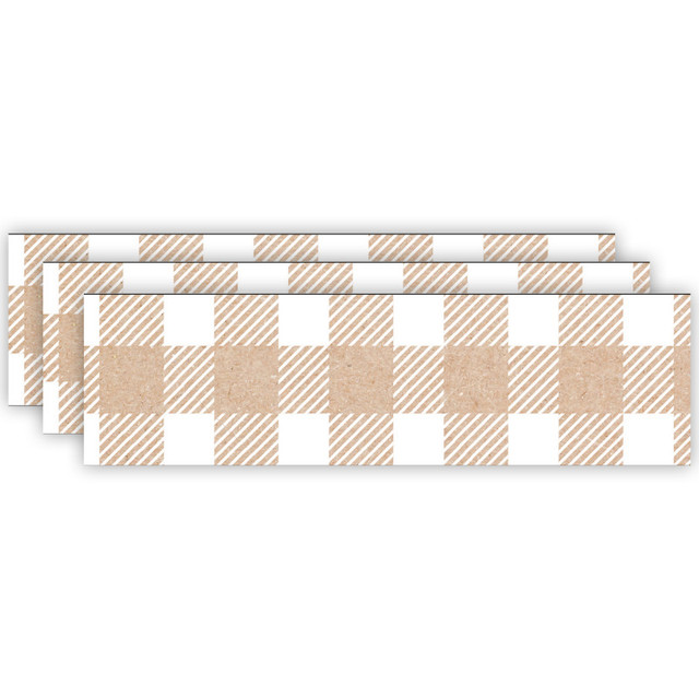 CREATIVE TEACHING PRESS Creative Teaching Press® Krafty Pop Kraft Buffalo Check EZ Border, 48 Feet Per Pack, 3 Packs